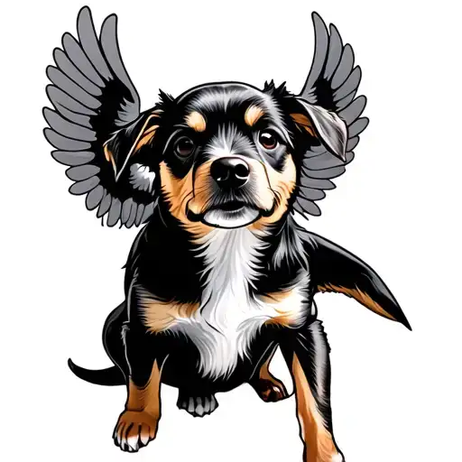 Dog With Wings Flying Away With A Little Message Written