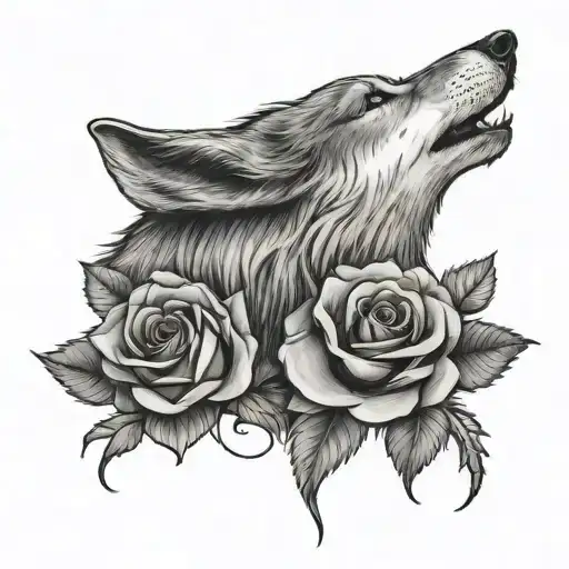 Black Rose And Wolf Howling