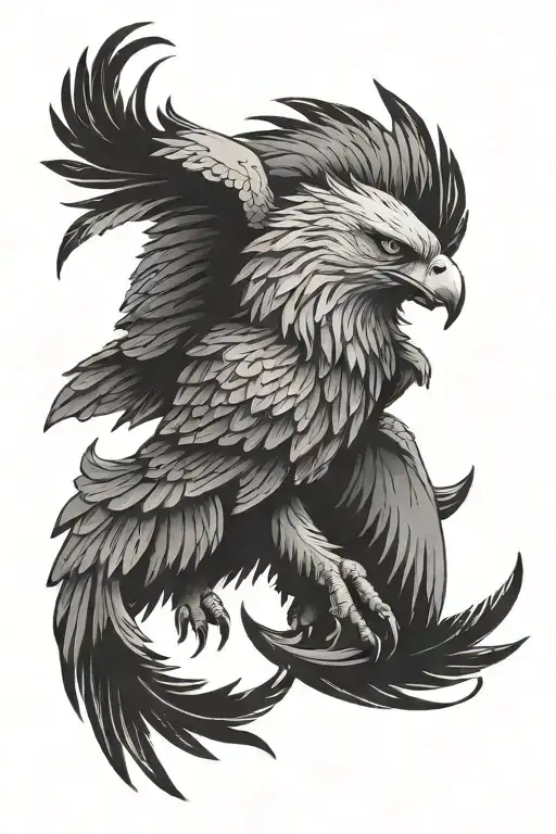Eagle Wings Widespread With A Fierce Wolf In The Center