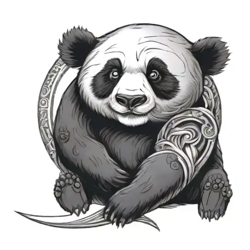Panda With Yin And Yang Symbol Cool