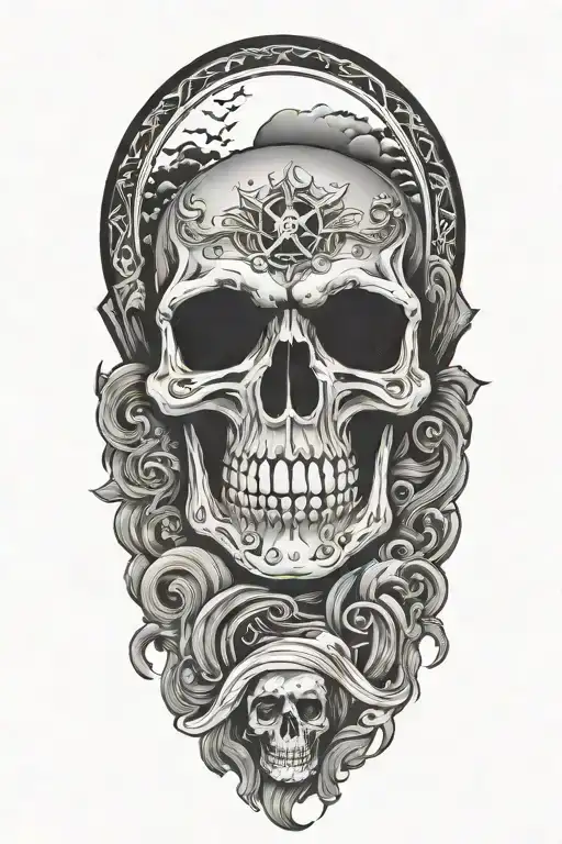 Misfits Band Skull With Graveyard Scene And Moon And Clouds