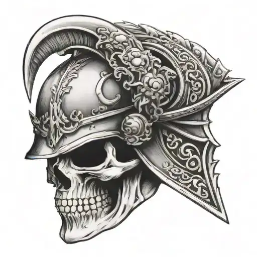 Skull And Warrior Helmet Half And Half