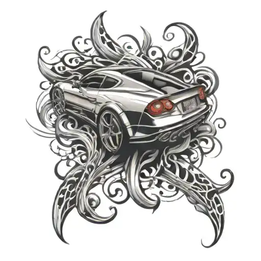 A Sleek Sports Car With Musical Notes Flowing Out Of The Exhaust Pipes