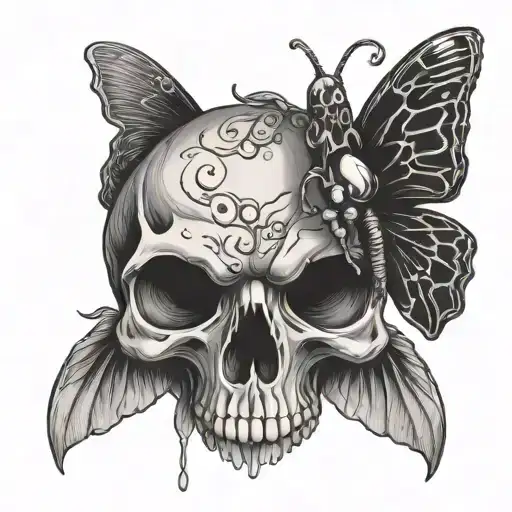 Snack Kissing Buter Fly Skull