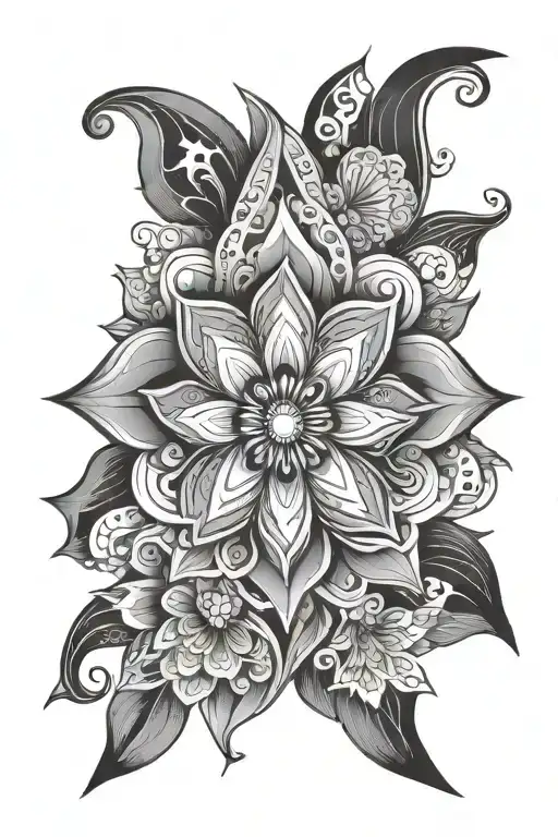 Mandala Flower Surrounded Star