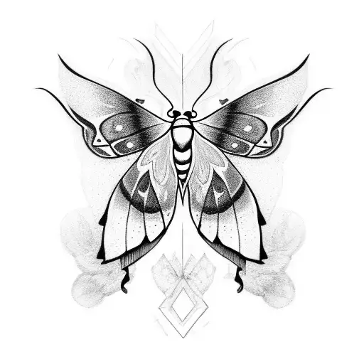 Moth With Skinhead In The Mid Of Body And Big Fairy Wings