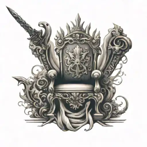 A Throne With A Unclaimed Crown Also Add Sword Elements