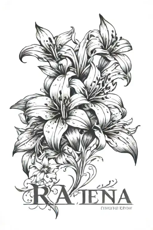 The Name Raena In Stem With Valley Of The Lily Flower