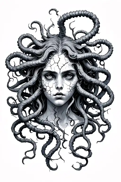 Medusa With Cracked Face
