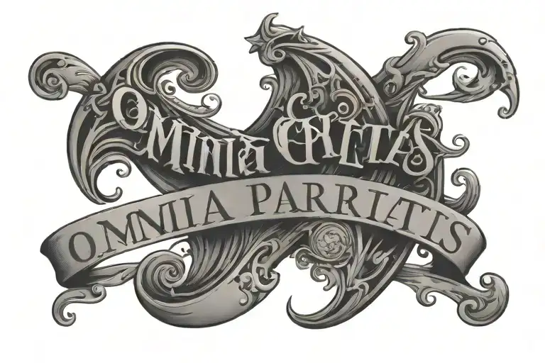 Lettering On The Chest Left To Right With The Words In Omnia Paratus In A Curved Style
