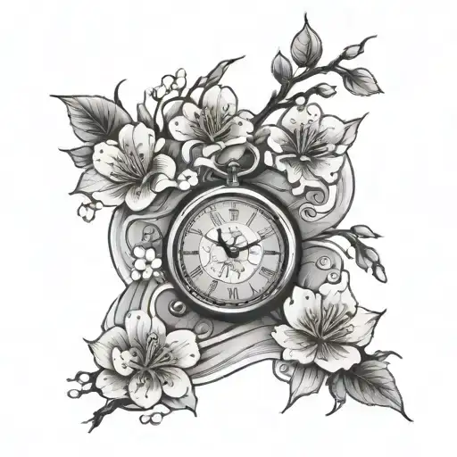Cherry Blossom Wrapping Aroung A Time Clock