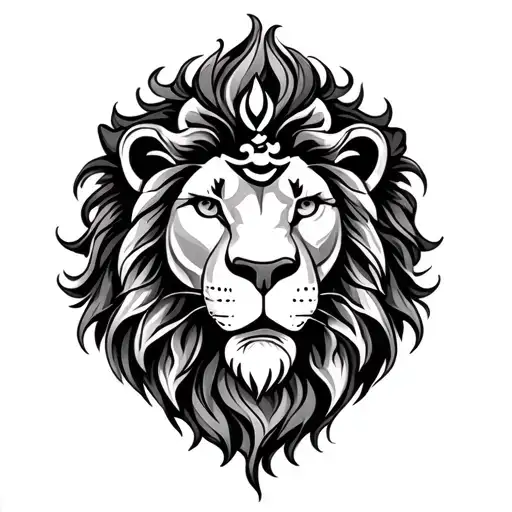 Lion And Om Symbol