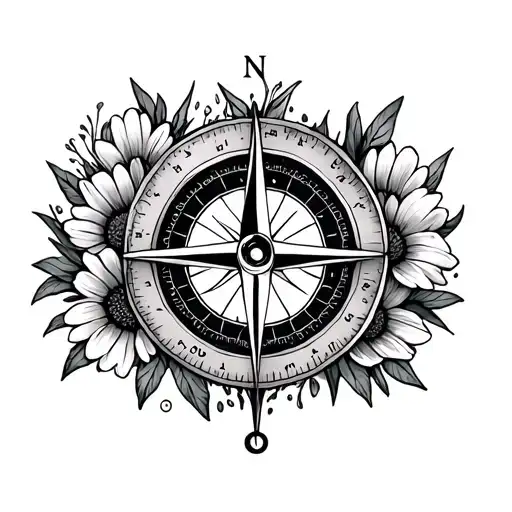 Compass And Wildflowers