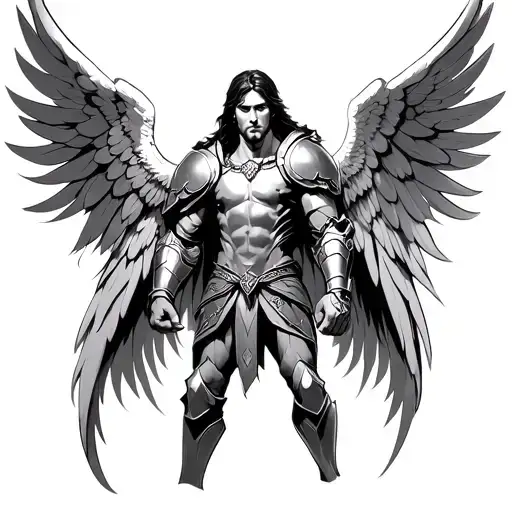 Angel Arc Man With Armor And Angel Wings