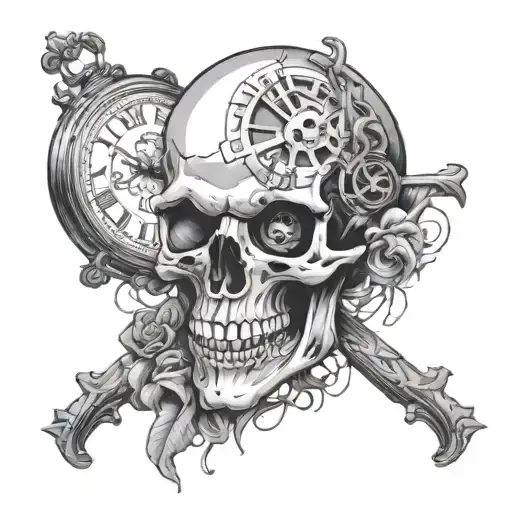 Skull Smiling With Clock Face Morphing