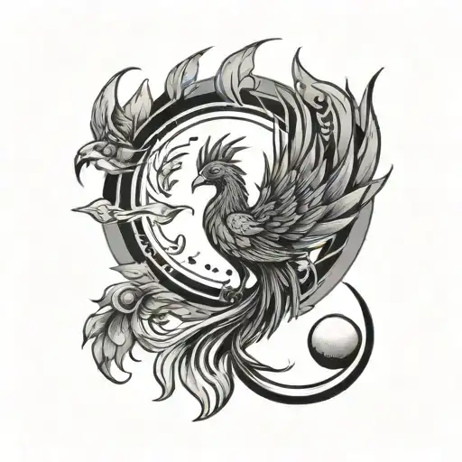 Phoenix Moon And Sun Tattoo Minimalism For Women