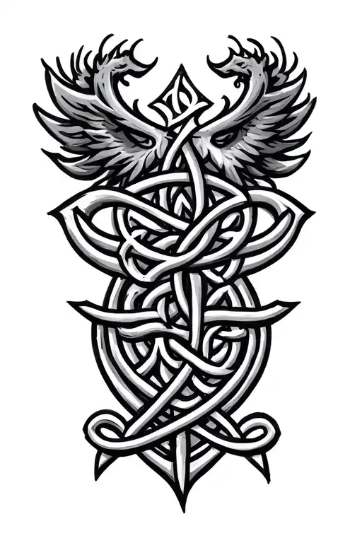 Celtic Family Crest Merged With Celtic Runes Intertwined