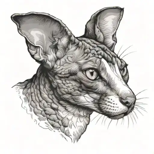 Cornish Rex Cat Face With White Nose