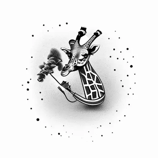 A Giraffe Blowing Smoke Rings In The Shape Of Letters From A Book