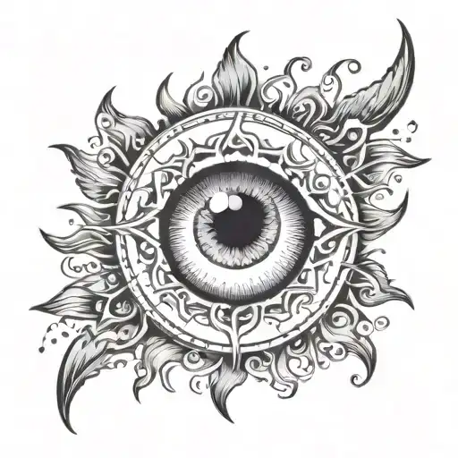 Sun And Moon On The Background Of An Eye