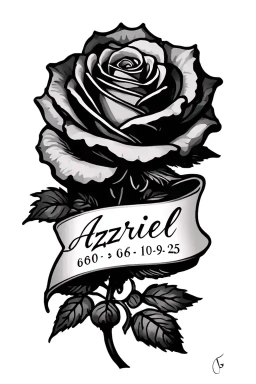 Roses And Name Azriel And Birthdate 06 09 25 In Roman Numerals