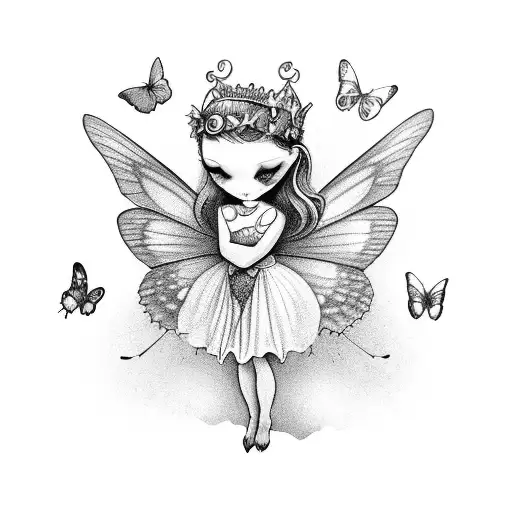 A Fairy Princess With Butterfly Wings Holding A Vintage Camera