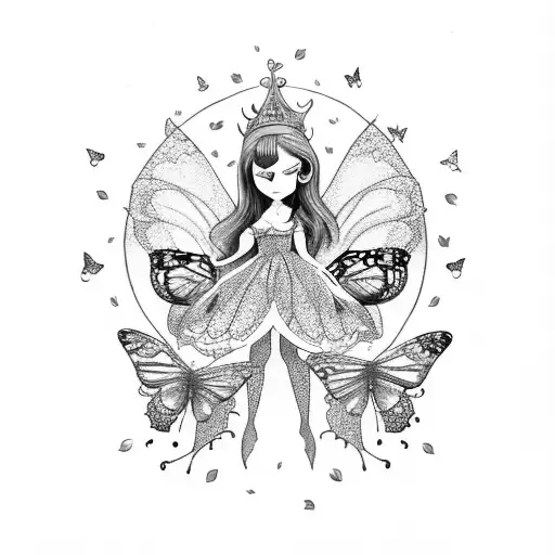 A Fairy Princess With Butterflies Around Her