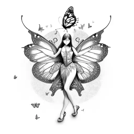 A Fairy Princess Full Body With Butterfly's Around Her