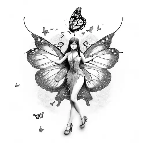 A Fairy Princess Full Body With Butterfly's Around Her