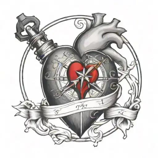 A Human Heart And Compass Intertwined
