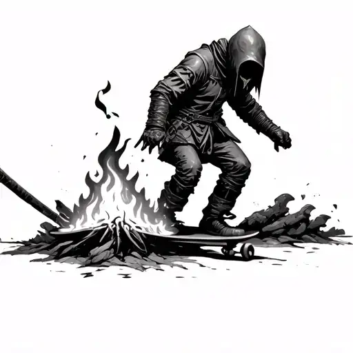 Skateboarder Lighting Dark Souls Bonfire Dark Souls