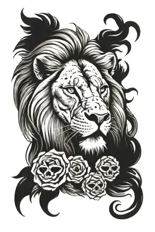 Lion And Skulls