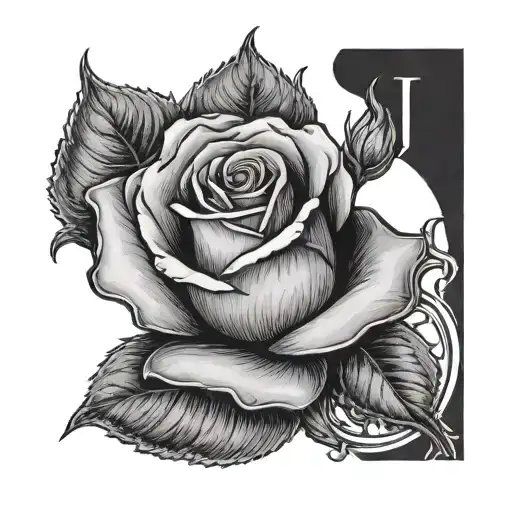 A Rose With Initials J