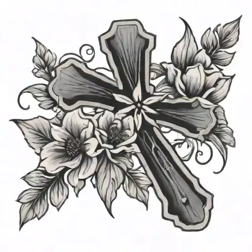 Simple Cross With November Birth Flower