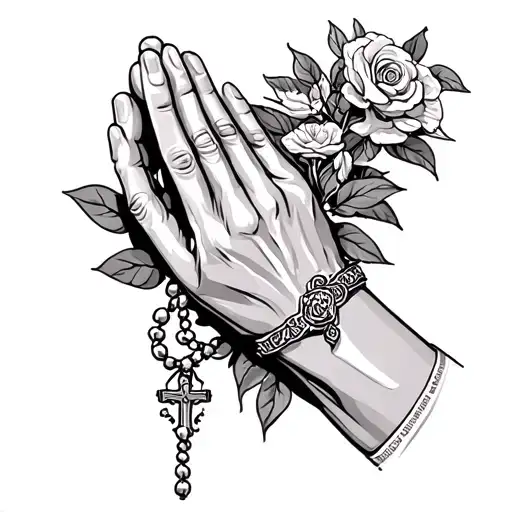 Praying Hands With Rosary