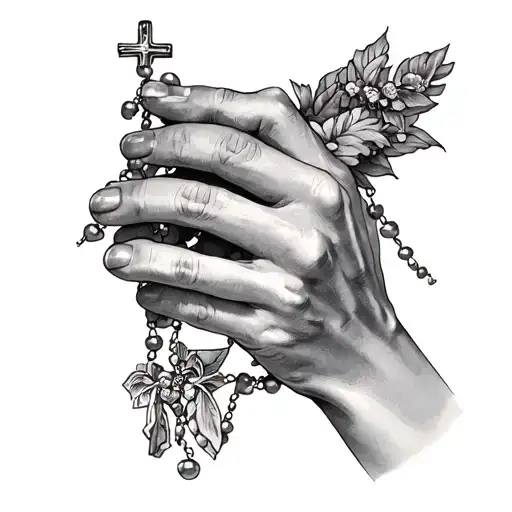 Praying Hands With Rosary