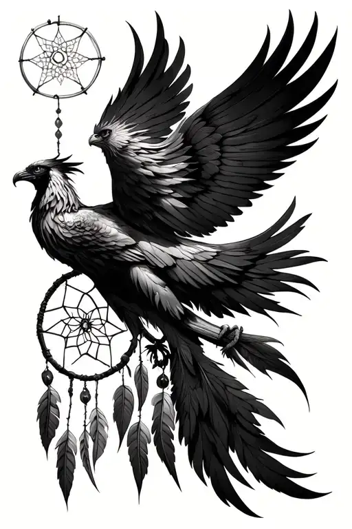 Phoenix Rising From A Dream Catcher