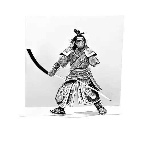 Samurai Cutting A Card With A Katana Sword