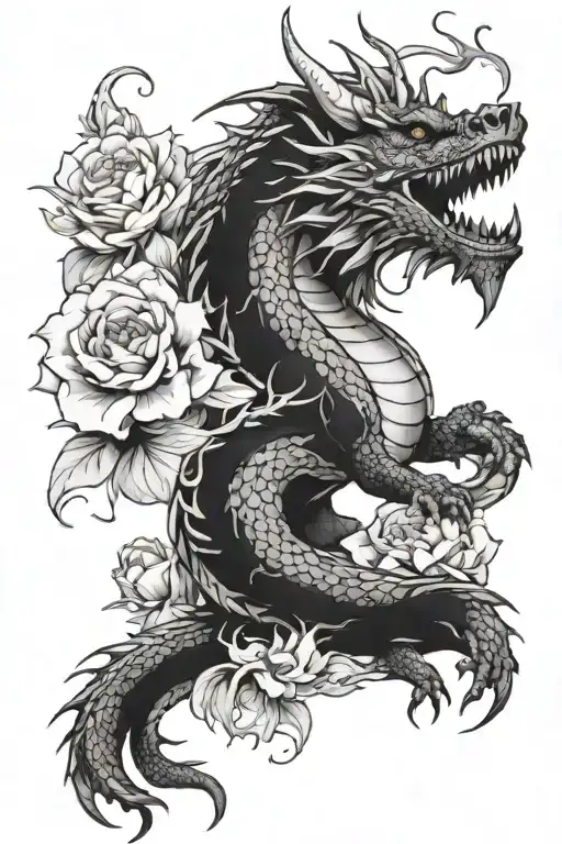 Dragon With Flowers