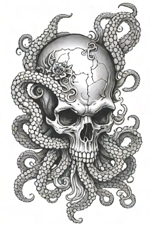Skull Octopus Realism