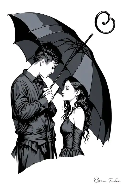 Umbrella And Brother Protecting Sister