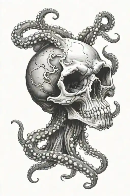 Skull Octopus Realism Stretching