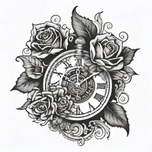 Clock With Flowers Growing From Behind