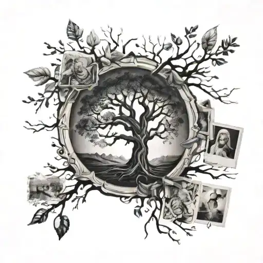 Polaroid Pictures Inside Tree Of Life