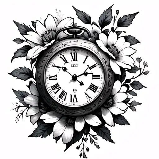 2007 Written With Clock And Flowers