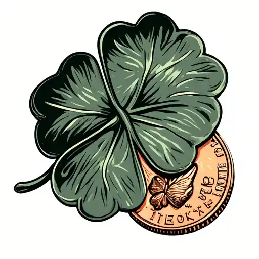 Lucky Penny With 4 Leaf Clover Inside