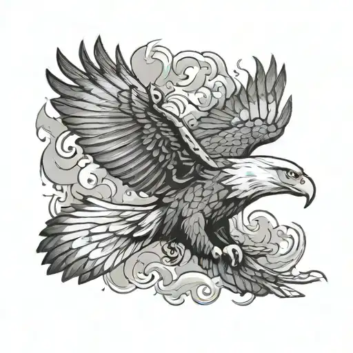 Eagle Flying With Smoke