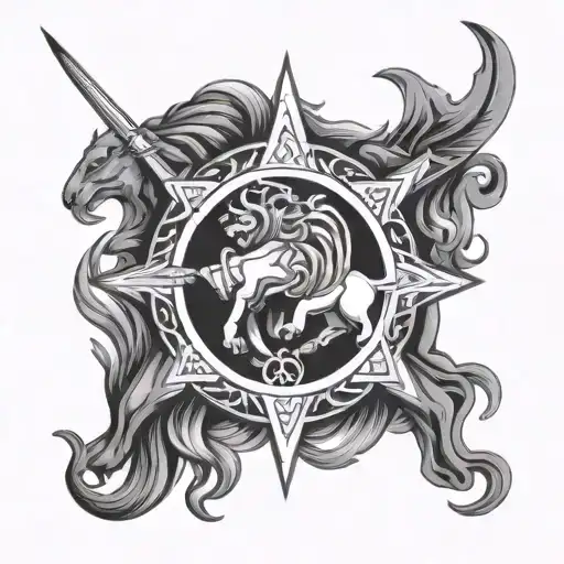 Leo Symbol And Sagittarius Symbol Intertwined