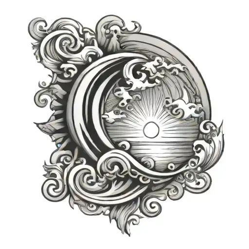 Sun Moon Wave Design