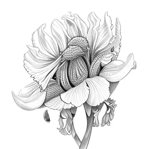 Iris With Sunflower And Violet